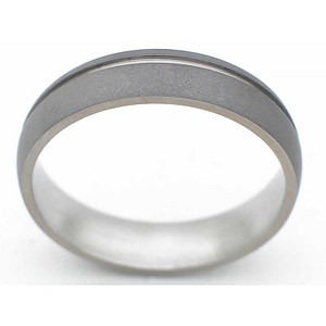 6MM DOMED TITANIUM BAND WITH(1)1MM OFF CENTER GROOVE IN A SANDBLAST FINISH.