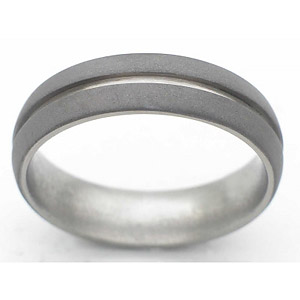 6MM DOMED TITANIUM BAND WITH (1)1MM GROOVE AND SANDBLAST FINISH.