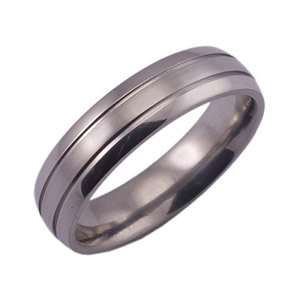 6MM DOMED TITANIUM BAND WITH (2).5MM GROOVE AND A SATIN FINISH.