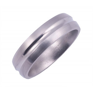 6MM DOMED TITANIUM BAND WITH A CONCAVE CENTER. IT HAS A POLISHED CENTER AND SATIN EDGE.
