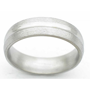 6MM DOMED TITANIUM BAND WITH A CONCAVE CENTER. THE CENTER IS POLISHED AND THE EDGES ARE STONE.