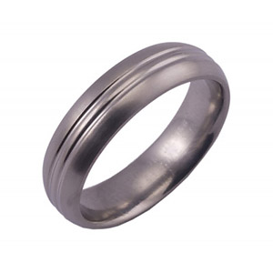 6MM DOMED TITANIUM BAND WITH ANOTHER DOME IN CENTER. CENTER DOME IS POLISHED AND EDGES ARE SATIN.