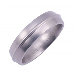 6MM DOMED TITANIUM BAND WITH A RAISED DOME IN CENTER. CENTER DOME IS POLISHED AND EDGES ARE IN SATIN.