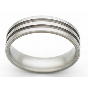 6MM FLAT TITANIUM BAND WITH(2)1MM GROOVES IN A SATIN FINISH.