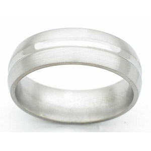 7MM DOMED TITANIUM BAND WITH A CONCAVED CENTER THAT IS POLISHED , THE EDGES ARE SATIN.