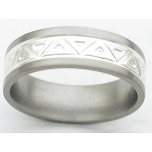 7MM FLAT TITANIUM BAND WITH ANGLED TOOLING. THE CENTER IS A POLISH FINISH ANDTHE EDGES ARE SATIN.