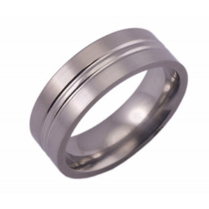 7MM FLAT TITANIUM BAND WITH A DOME IN THE CENTER AND POLISHED CENTER AND SATIN EDGES