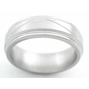 7MM FLAT TITANIUM BAND WITH HALF INFINITY TOOLING IN A SATIN FINISH.
