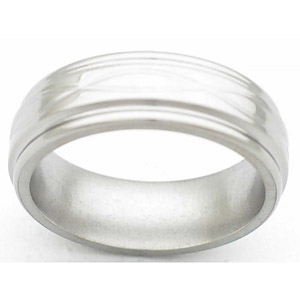 7MM FLAT TITANIUM BAND WITH ROUNDED EDGES AND INFINITY TOOLING IN A POLISH FINISH.