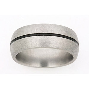 8MM DOMES BAND WITH(1)1MM ANTIQUED GROOVE IN A STONE FINISH.