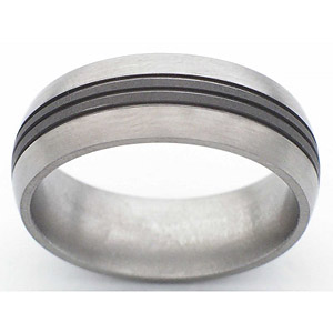 8MM DOMED TITANIUM BAND WITH(3).5MM GROOVES THAT ARE SANDBLAST AND POLISHED EDGES.
