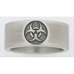 10mm wide titanium ring with a bio hazard symbol