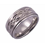 10MM FLAT TITANIUM RING WITH CELTIC WEAVE PATTERN ON SPINNING CENTER PORTIO...