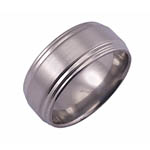 10MM FLAT TITANIUM RING WITH TWO STEP GROOVED EDGES ON BOTH SIDES IN A SATIN...
