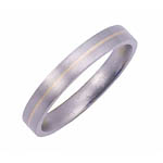 3MM WIDE FLAT TITANIUM BAND WITH .5MM INLAY OF 14K YELLOW GOLD AND A SATIN F...