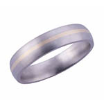 5MM DOMED TITANIUM BAND WITH(1)1MM 14K YELLOW GOLD INLAY IN A SATIN FINISH