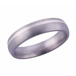 5MM DOMED TITANIUM BAND WITH (1)1MM OFF CENTER STERLING SILVER INLAY IN A ...