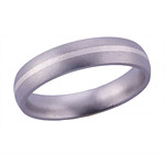 5MM DOMED TITANIUM BAND WITH(1)1MM STERLING SILVER INLAY IN A STONE FINIS...