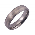 5MM DOMED TITANIUM RING WITH TWO 1MM WIDE INLAYS OF 14K WHITE GOLD IN A STONE...