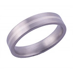 5MM FLAT TITANIUM BAND WITH (1)1MM STERLING SILVER INLAY IN A SATIN FINIS...