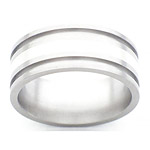 5MM FLAT TITANIUM BAND WITH (1)2MM STERLING SILVER INLAY AND (2)1MM GROO...