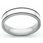 5MM FLAT TITANIUM BAND WITH(1)2MM STERLING SILVER INLAY FLANKED BY ANTIQU...