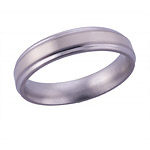 5MM FLAT TITANIUM BAND WITH GROOVED EDGES AND (1)2MM 14K WHIE GOLD INLAY IN...