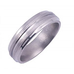 6MM BEVELED TITANIUM BAND WITH(1)1MM GROOVE IN A STONE FINISH.