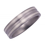 6MM CONCAVED TITANIUM BAND WITH(2)1MM STERLING SILVER INLAYS IN A SATIN ...