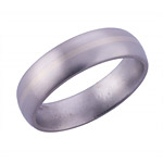 6MM DOMED TITANIUM BAND WITH(1)1MM 14K WHITE GOLD INLAY AND A SATIN FINISH