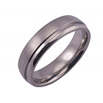 6MM DOMED TITANIUM BAND WITH (1)1MM OFF CENTER GROOVE. THE LARGER SIDE I...