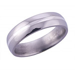 6MM DOMED TITANIUM BAND WITH(1)1MM STERLING SILVER INLAY IN A POLISH FIN...