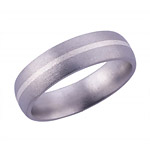 6MM DOMED TITANIUM BAND WITH(1)1MM STERLING SILVER INLAY IN A STONE FINIS...