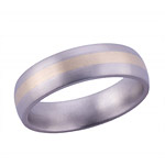 6MM DOMED TITANIUM BAND WITH(1)2MM 14K YELLO GOLD INLAY IN A SATIN FINISH