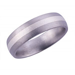 6MM DOMED TITANIUM BAND WITH (1)2MM STERLING SILVER INLAY IN A STONE FINI...