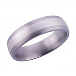 6MM DOMED TITANIUM BAND WITH(1)3MM STERLING SILVER INLAY IN A SATIN FNISH