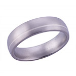 6MM DOMED TITANIUM BAND WITH(1).5MM OFF CENTER STERLING SILVER INLAY IN ...