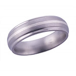6MM DOMED TITANIUM BAND WITH GROOVED EDGES AND (1)1MM STERLING SILVER INLA...