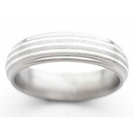 6MM DOMED TITANIUM BAND WITH GROOVED EDGES AND (3).5 STERLING SILVER INLA...