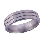 6MM FLAT TITANIUM DECAGON BAND WITH(2).5MM GROOVES IN A CROSS SATIN FINI...