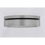 6MM FLAT TITANIUM BAND WITH (1)1MM ATIQUED OFF CENTER GROOVE IN A STONE FI...