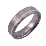 6MM FLAT TITANIUM BAND WITH (1)1MM OFF CENTER STERLING SILVER INLAY IN A S...