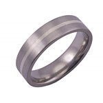6MM FLAT TITANIUM BAND WITH (1)1MM STERLING SILVER INLAY IN A SATIN FINIS...