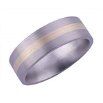 6MM FLAT TITANIUM BAND WITH(1)2MM 14K YELLOW GOLD INLAY IN A SATIN FINISH