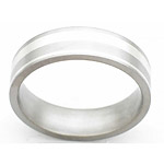 6MM FLAT TITANIUM BAND WITH(1)2MM AND (1).5MM OFF CENTER STERLING SILVER...