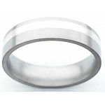 6MM FLAT TITANIUM BAND WITH(1)2MM OFF CENTER STERLING SILVER INLAY IN A ...