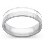 6MM FLAT TITANIUM BAND WITH(1)2MM STERLING SILVER INLAY IN A STONE FINIS...