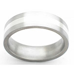 6MM FLAT TITANIUM BAND WITH(1)2MM STERLING SILVER INLAY IN A SATIN FINIS...