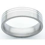 6MM FLAT TITANIUM BAND WITH(2).5MM OFF CENTER STERLING SILVER INLAYS IN ...