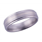 6MM FLAT TITANIUM BAND WITH GROOVED EDGES AND (1)1MM 14K WHITE GOLD INLAY I...